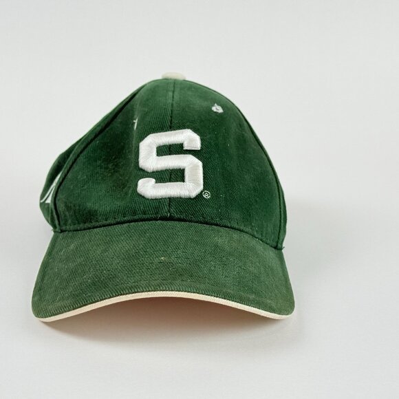 Michigan State NCAA Spartans Green White S Logo Adjustable Hat Fan Gear Collecto - Picture 2 of 6